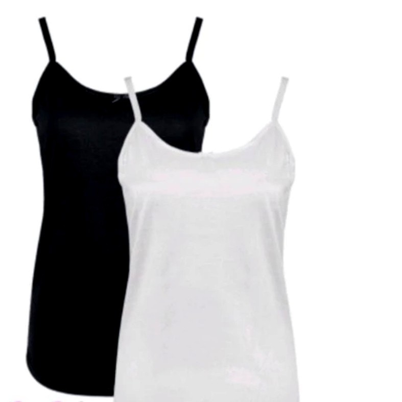 Camisol Miranda Tank Top Tali Kecil Dalaman Kaos Rayon Big Size Kamisol Inner Putih Hitam 6268 6168