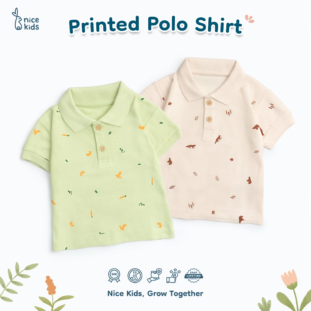 Nice Kids - Printed Polo Shirt (Kaos Atasan Anak Laki-Laki 1-6 Tahun)