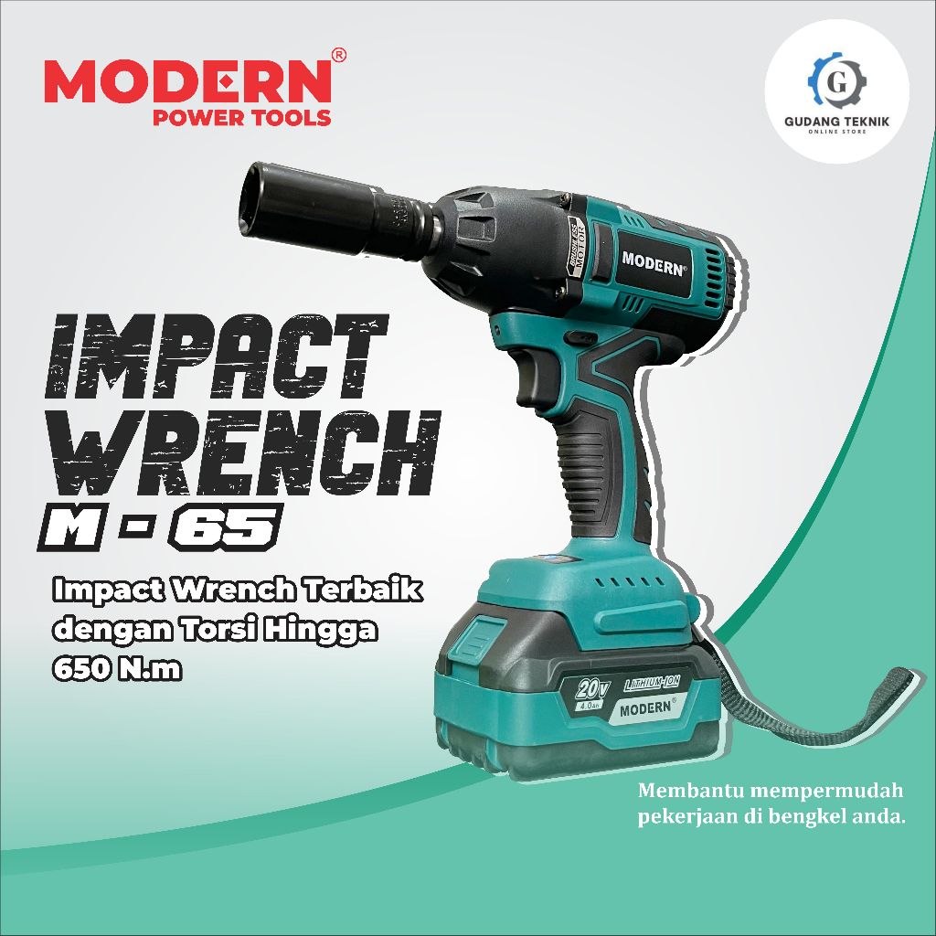 MESIN PEMBUKA BAUT Modern M65 20V BATERAI / Cordless Impact Wrench Modern M65 / Alat Buka Baut M 65 