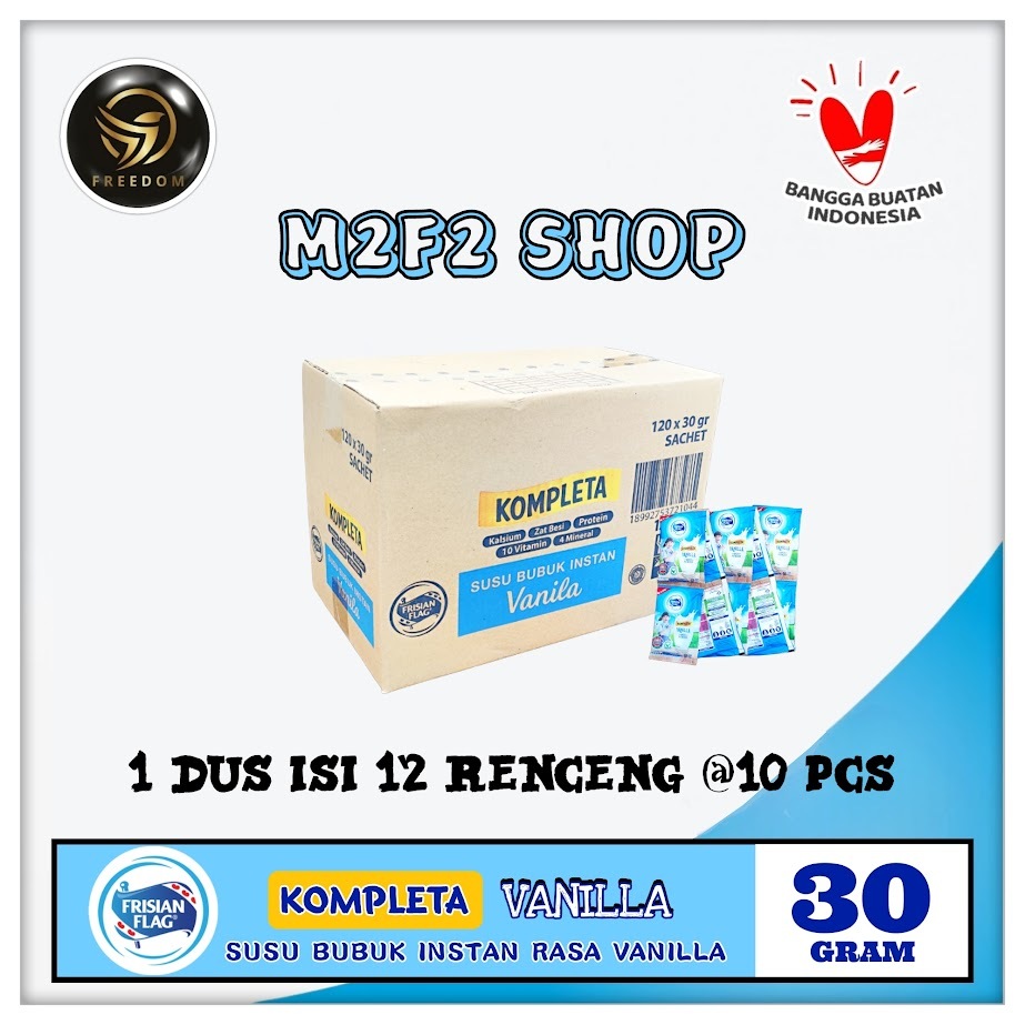 

Susu Frisian Flag Kompleta Bubuk Sachet Vanila - 30 gr (Kemasan Karton)