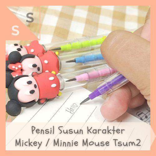 

[simplyshop] Pensil Susun / Pelor Peluru / Bensia Sambung Stackable Pencil Japan Disney Tsum Tsum Mickey Minnie Mouse Miki Mini Tikus Kartun Lucu Hadiah Souvenir Hampers Bingkisan Alat Tulis Sekolah ATK Anak