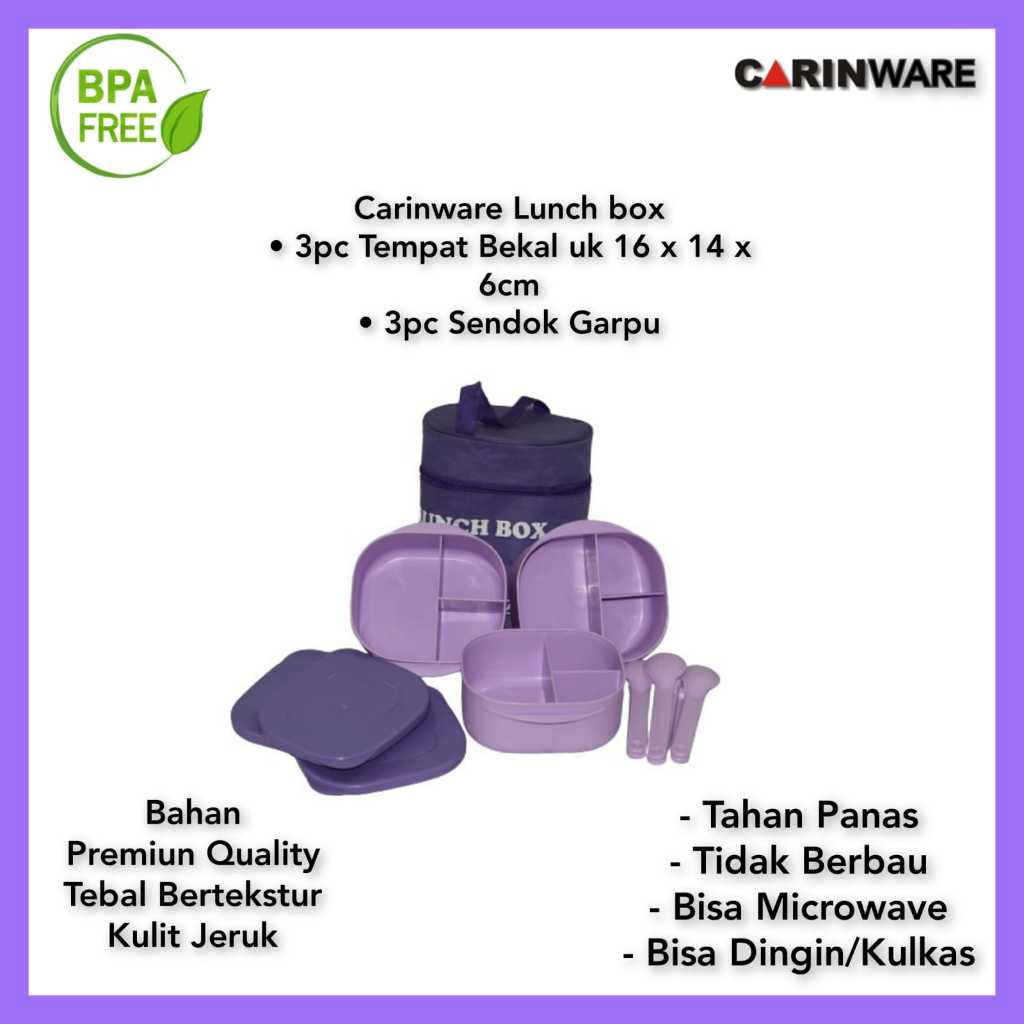 Carinware Lunch box sekat/tempat bekal anak set 3