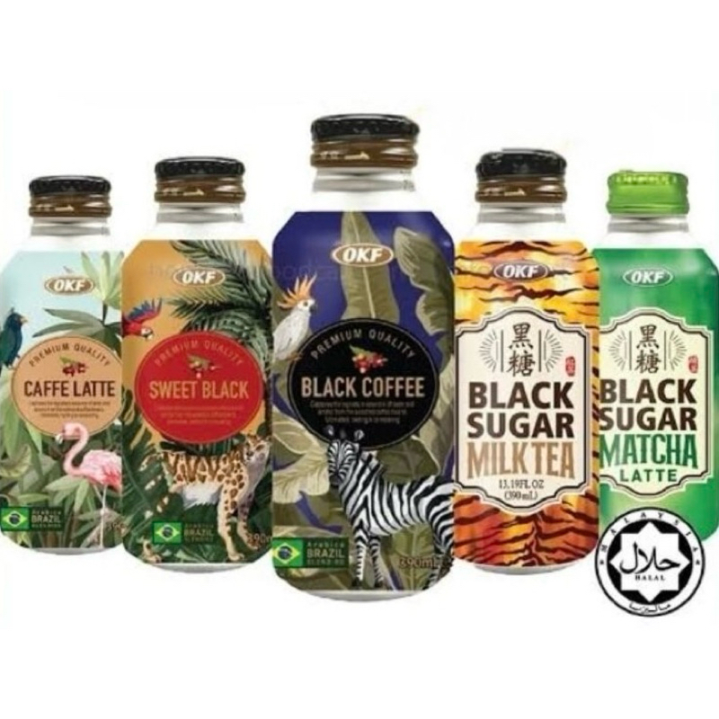 

OKF Black Sugar Milk Tea 390ml Black Sugar Matcha Lattr 390ml Premium coffee Cafe Late 390ml