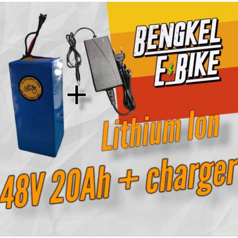 Battery Sepeda Listrik 48V 20Ah Ebike baterai lithium+ Charger
