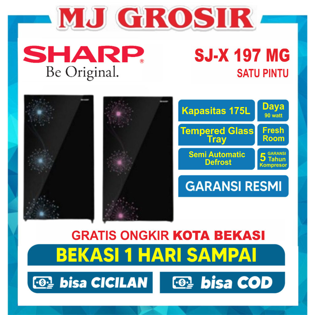 KULKAS SHARP SJX 197 MG LEMARI ES 1 PINTU SJX197MG SJX 197MG SHINE