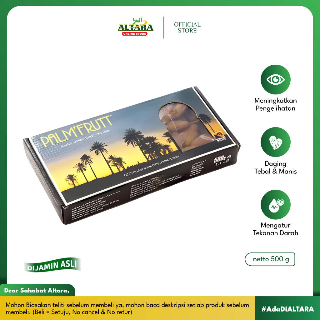 

Kurma Palm Frutt Tunisia 500gr / Kurma Kering Tunis / Kurma Tangkai / Palm'Frutt Dates