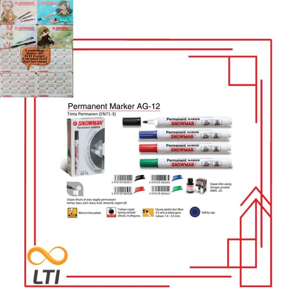 

Spidol Snowman Permanent AG 12 Spidol Permanen - PCS - HEMAT