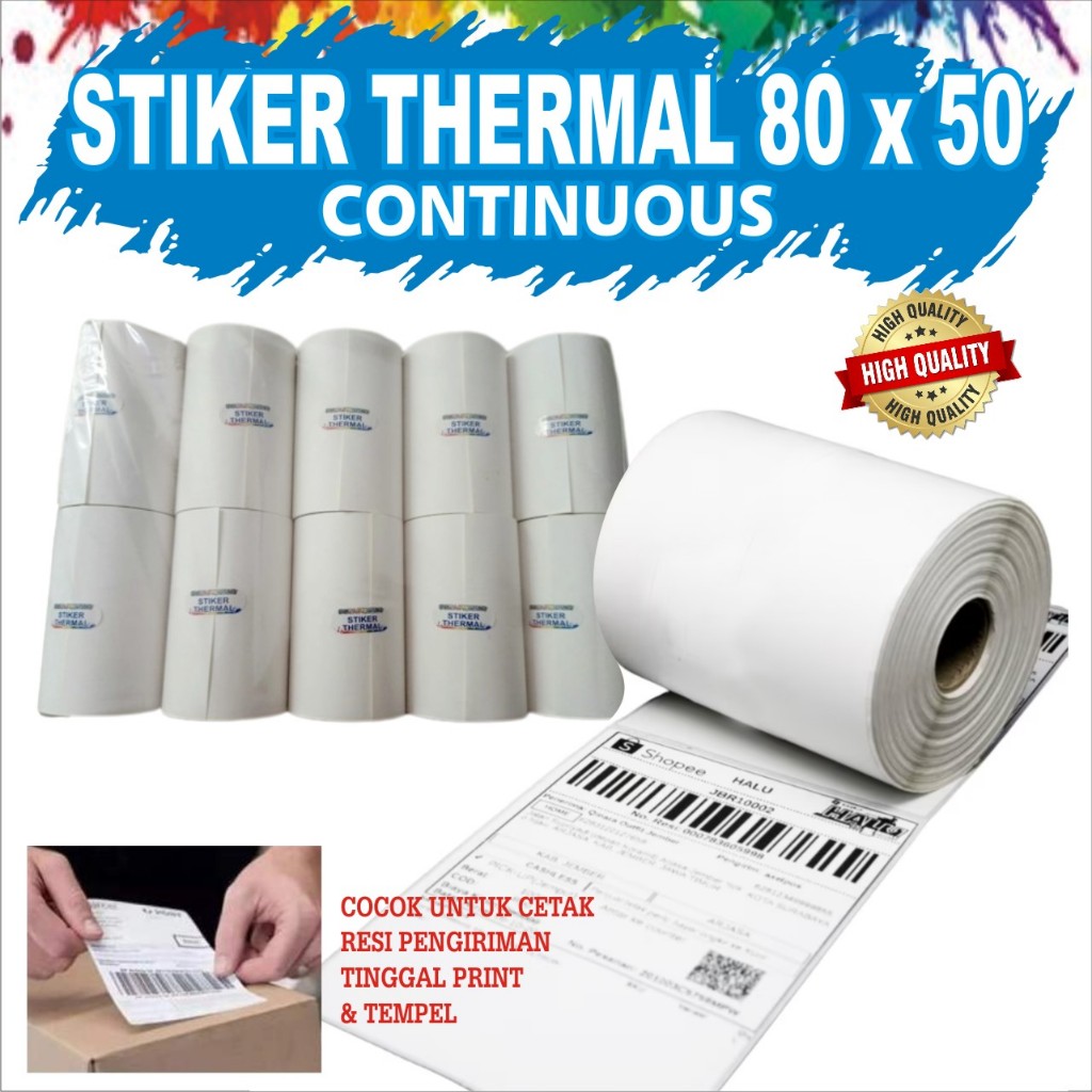 

Kertas Stiker Label Printer Thermal 80x50mm Continuous