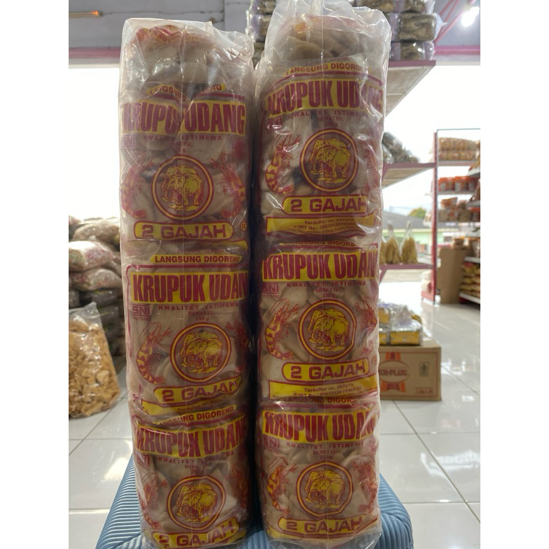 

Kerupuk udang khas indramayu cap 2 gajah 5 kg ukuran kancing (kecil)