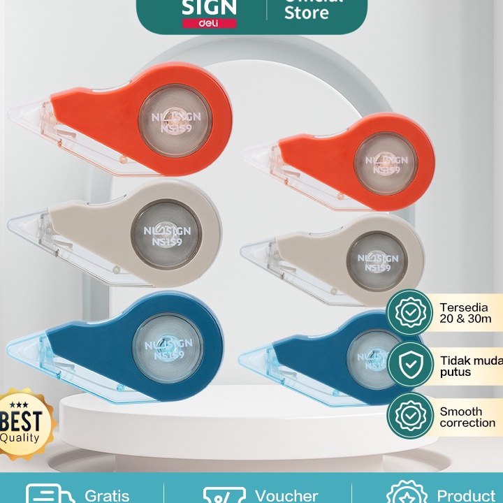 

[KODE FJ7YB] Nusign Correction Tape / Pita Koreksi 30 20 Meter Sangat Halus Merekat Sempurna ENS159 ENS160