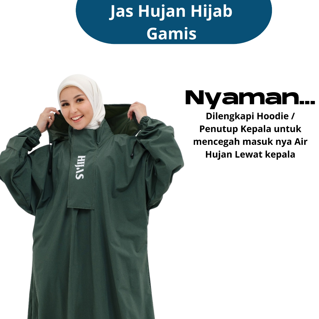 Jas Hujan Gamis Muslimah Mantel Hujan HIjab Muslim Wanita Premium Murah Bahan BerKulitas Nyaman Anti Tembus Rembes Air Hujan