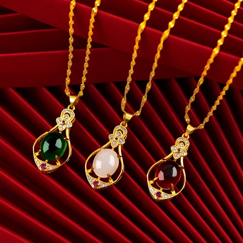 Star 12.12 Kalung berlapis emas wanita 375% bertatahkan batu alam,panjang 60cm,hadiah pernikahan mur