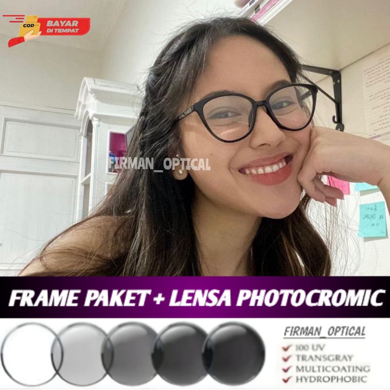 frame kacamata Cat Eye 1025 kacamata minus kacamata paket lensa + photocromic