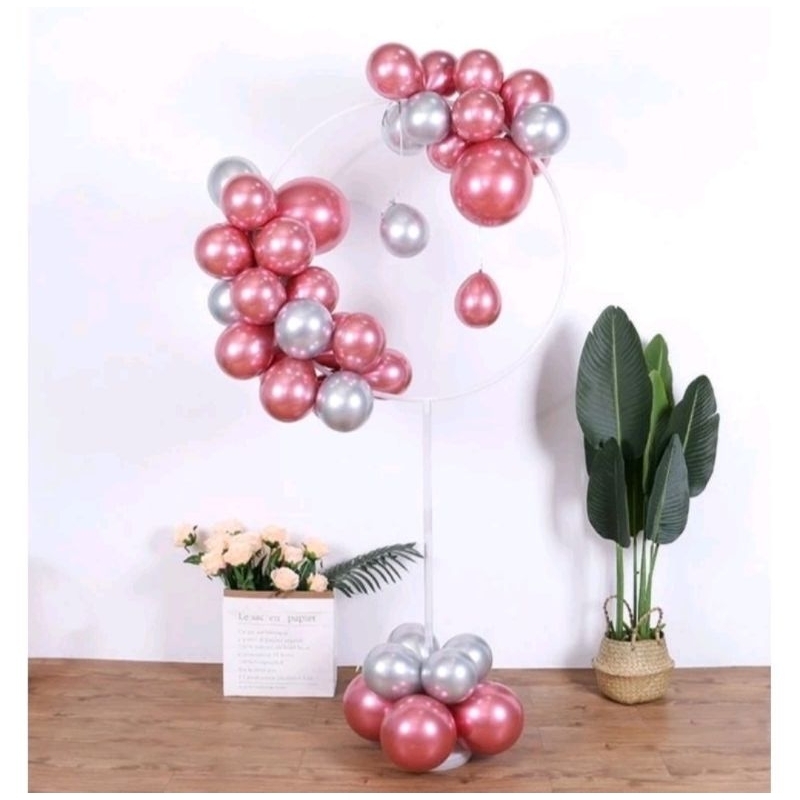 Paket Balon Chrome Silver PinkTua Chrome isi 20/Balon Chrome 12inch