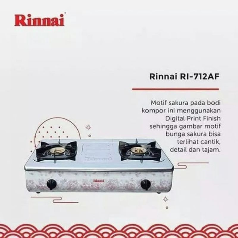 Kompor Gas Rinnai 2 Tungku Stainless RI-712AF