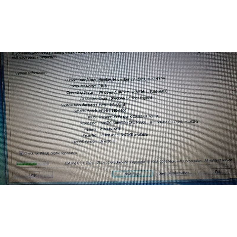 Netbook HP Mini 110 4100 Intel Quad-Core N2600 4CPU Laptop