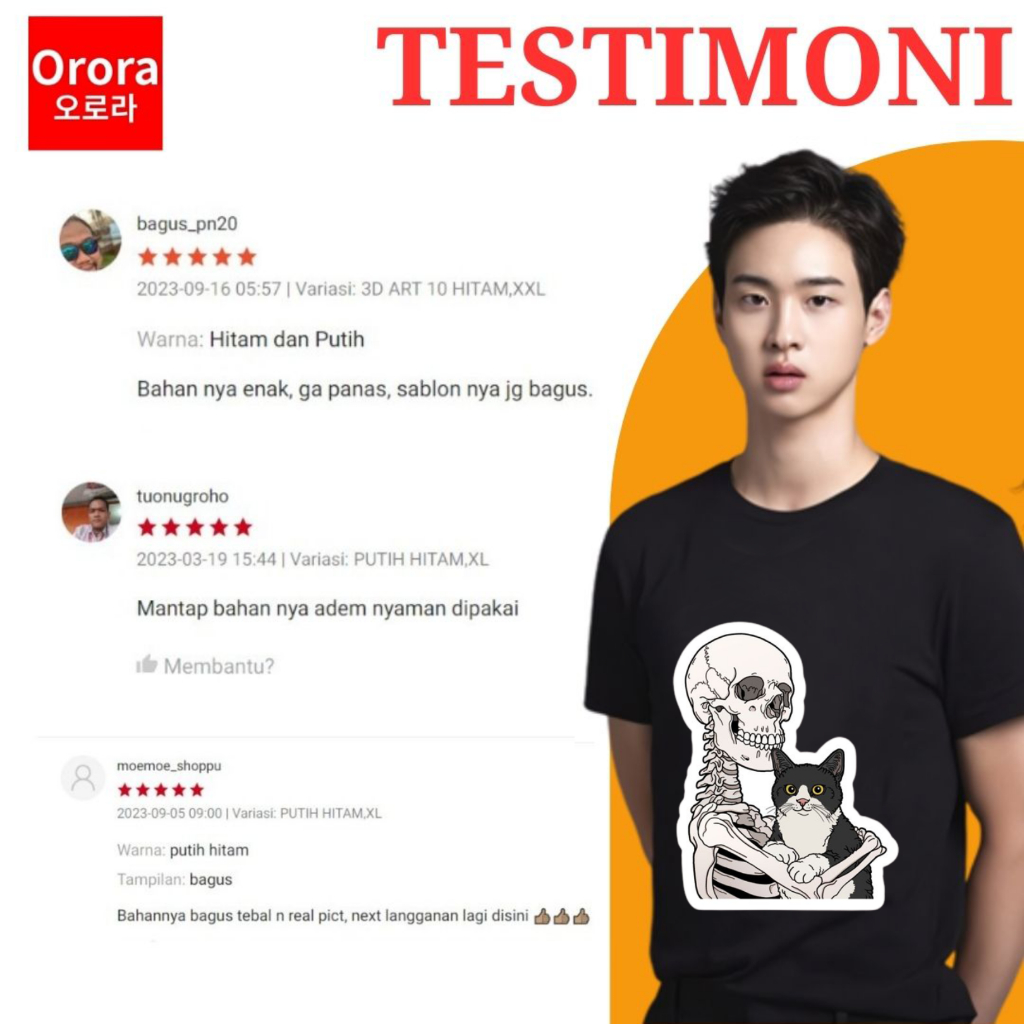 ORORA T-shirt Cat | ORC-03 | Kaos Distro Premium | Baju Atasan Pria-Wanita Ukuran S, M, L, XL, XXL, XXXL Nyaman Untuk Segala Aktivitas