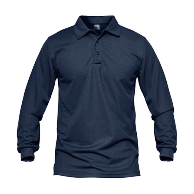 Jemssky - Kaos Polo Shirt Pria Kerah Polos Lengan Panjang Unisex Navy