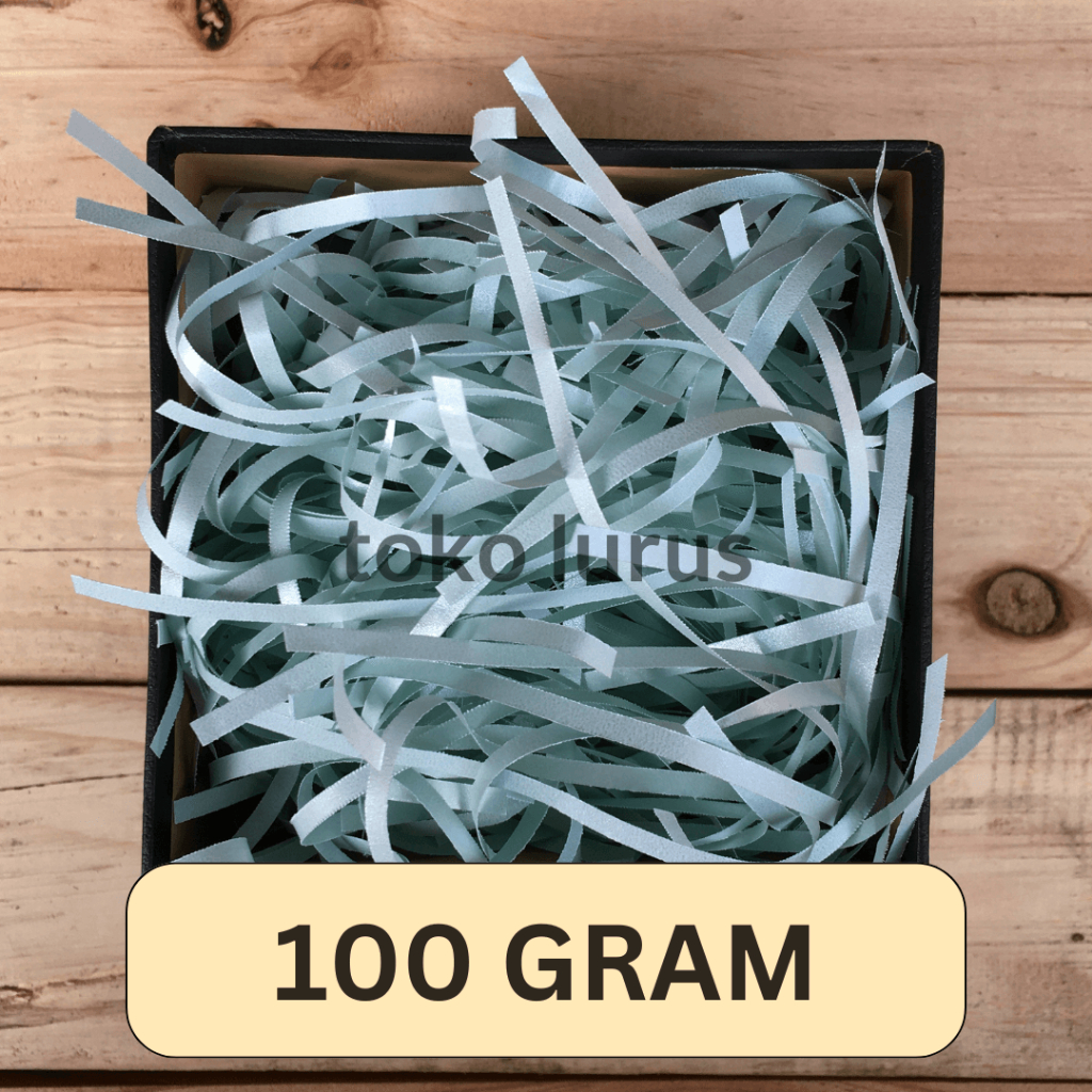 

Shredded Paper Premium Toska Strip Cut 100 Gram cocok untuk Hampers Kado Parcel