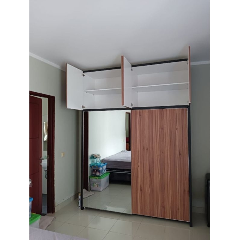 lemari sliding gantung 2 pintu kabinet HPL | lemari pakaian 2 pintu sliding gantung  | lemari baju s