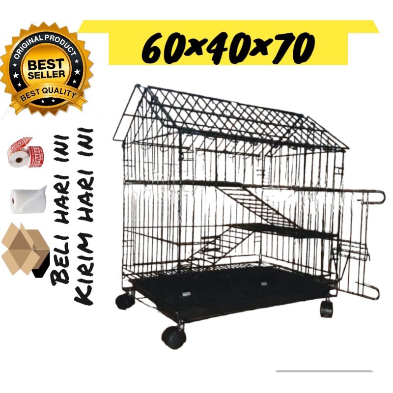 NEW PRODUCT KANDANG KUCING MODEL RUMAH TINGKAT 2 UK 604070CM