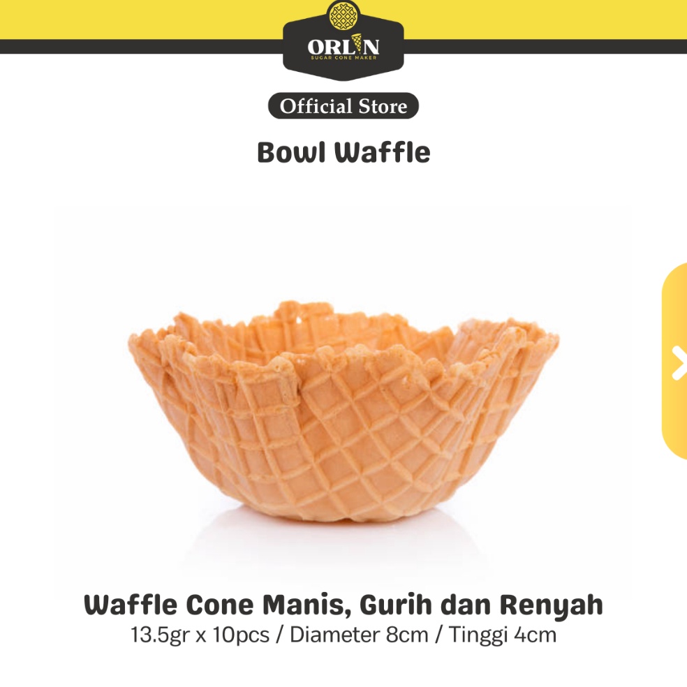 

KAT ORLIN Sugar Cone Waffle Bowl Ice Cream Cone Mangkok Isi 10pcs Dijual