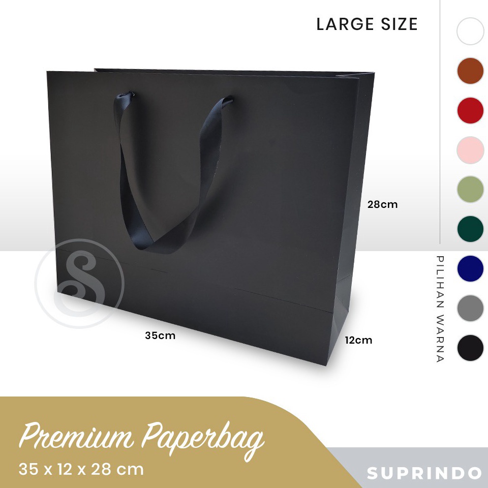 

Banting Harga Premium Paper Bag BESAR/Kantong kado TEBAL uk. P35 x L12 x T28 cm