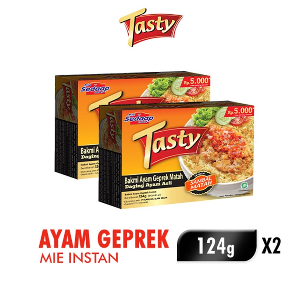 

Kode WFB638 Sedaap Tasty Mie Instan Bakmi Ayam Geprek Bag 124 gr x2