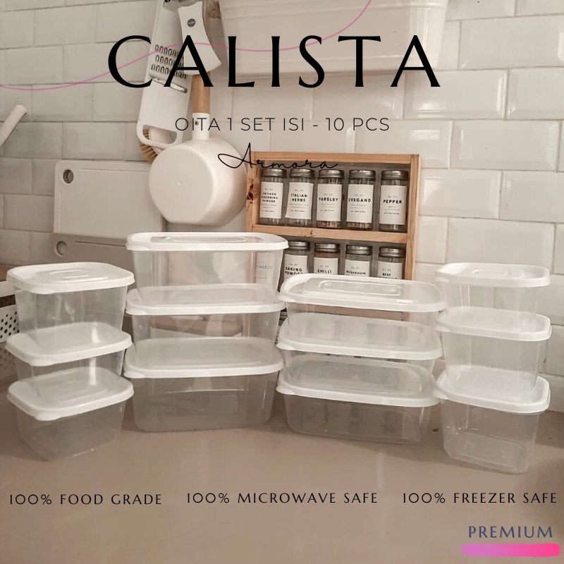Original FOOD CONTAINER TOPLES SET BENING CALISTA OITA PUTIH TRANSPARANT SEALWARE SET ISI 10PCS TEMP