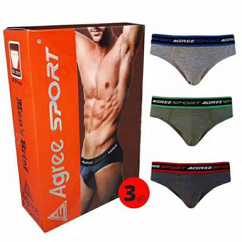 ✨STAR✨ [ 3 PCS ] CELANA DALAM PRIA KARET BOXER AGREE SPORT DUS COKLAT coklat grosir