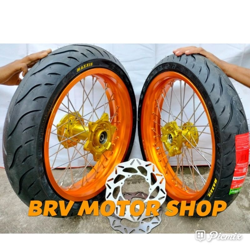 Sepaket Velg Crf150L 300-350-17  250-300-17Tromol Ori Ban Jumbo Tubles/ Velg Honda Crf 150L Bonus Pi