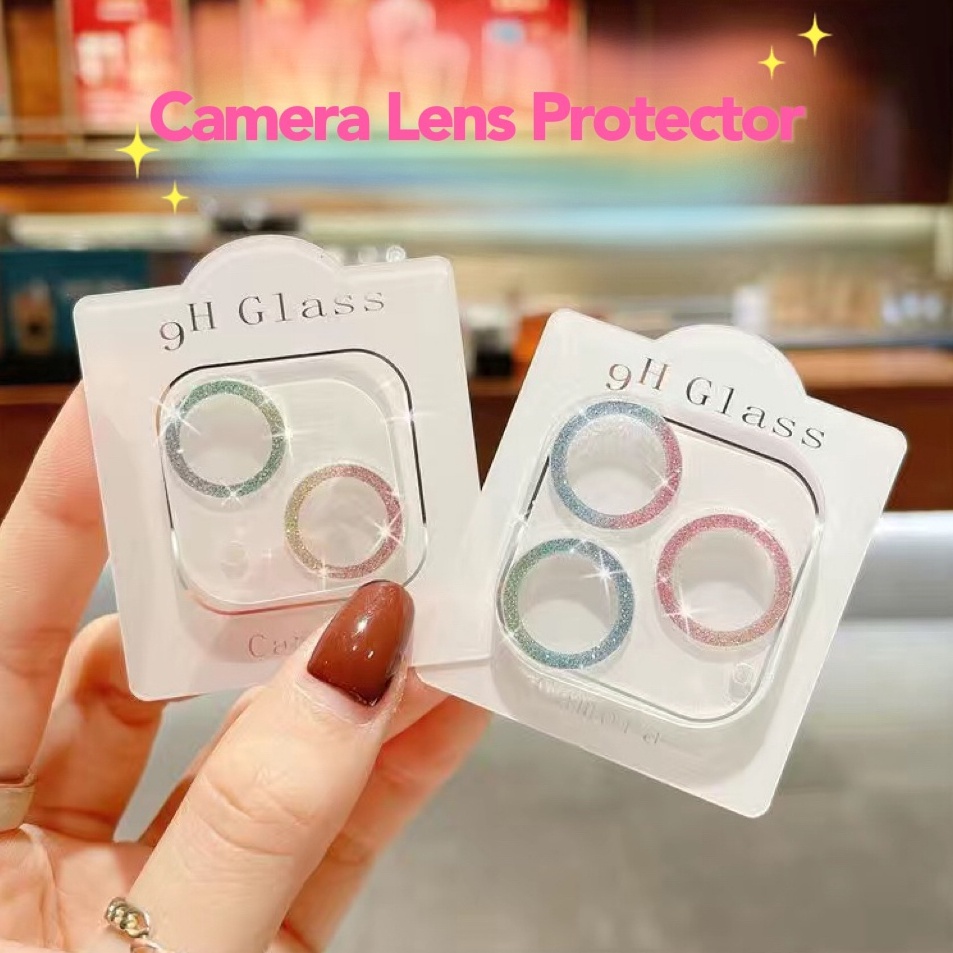 Kirim Sekarang➯ Pelindung Lensa Kamera Bahan Kaca Aksen Glitter Diamond Untuk iPhone 14 Pro Max 14 P