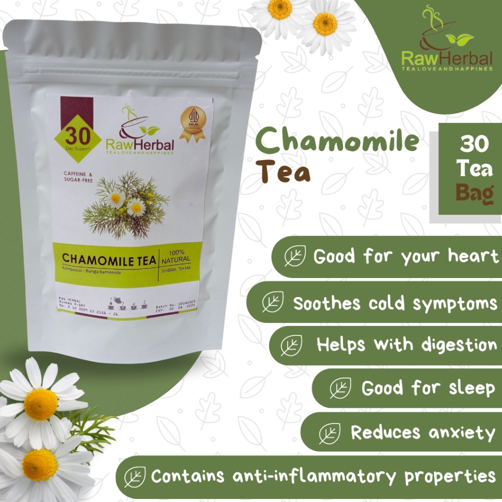 

61 CHAMOMILE TEA : CHAMOMILE FLOWER TEA / TEH BUNGA CHAMOMILE ISI 30 TEA BAG nnnnb