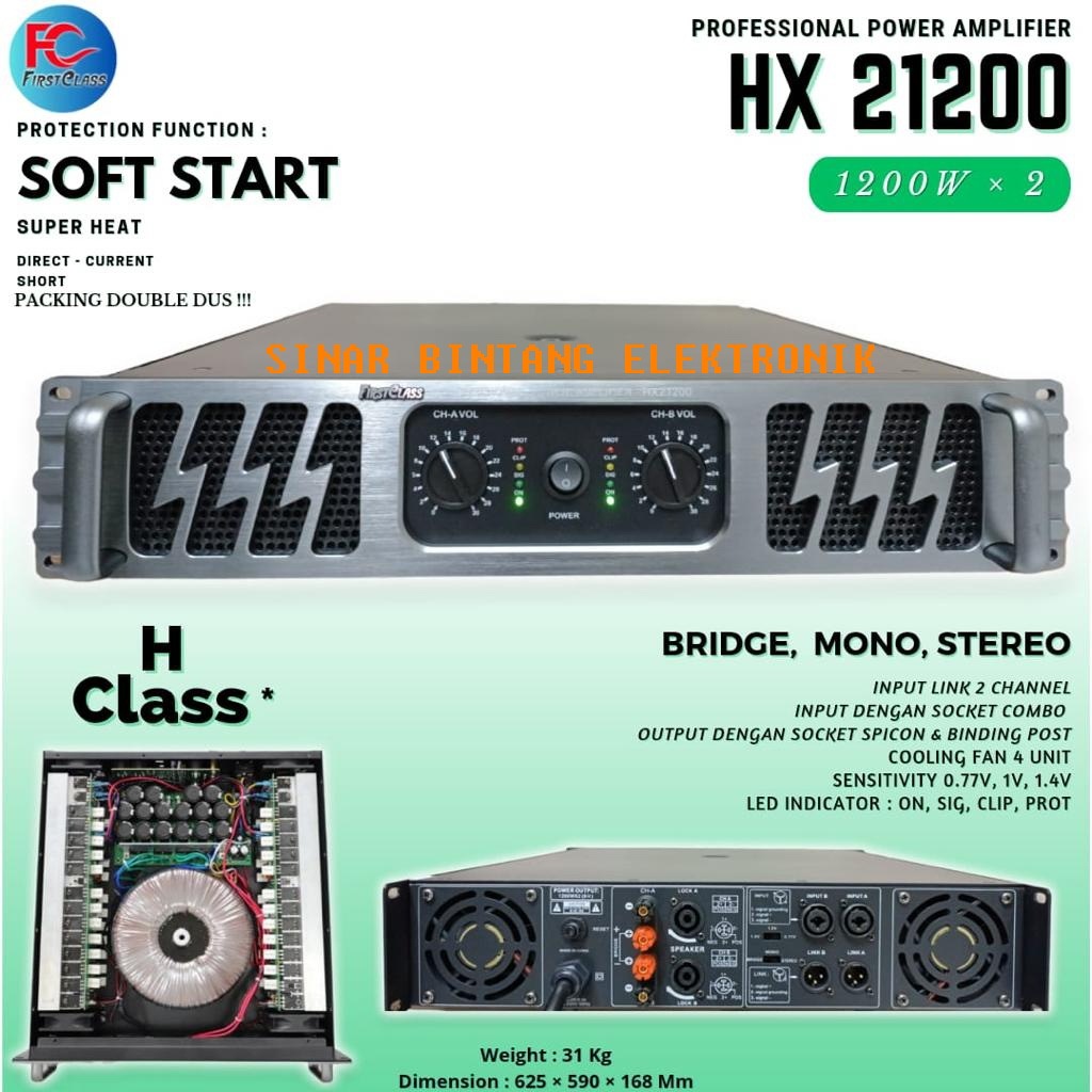 POWER AMPLIFIER FIRSTCLASS HX 21200 HX21200 CLASS H POWER AMPLI HX-21200