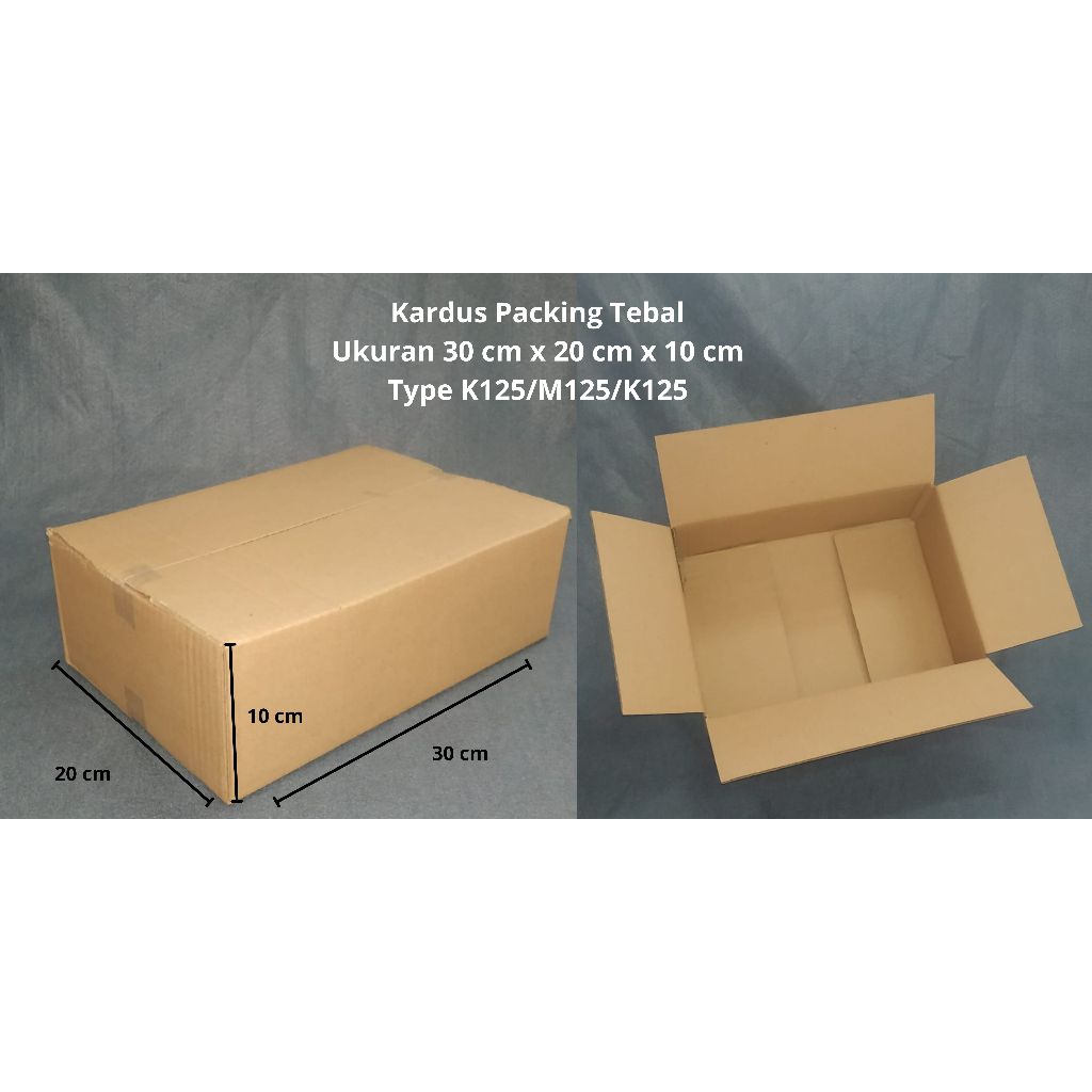 

Kardus Packing Tebal P30 cm x L20 cm x T10 cm B-Flute K125/M125/K125
