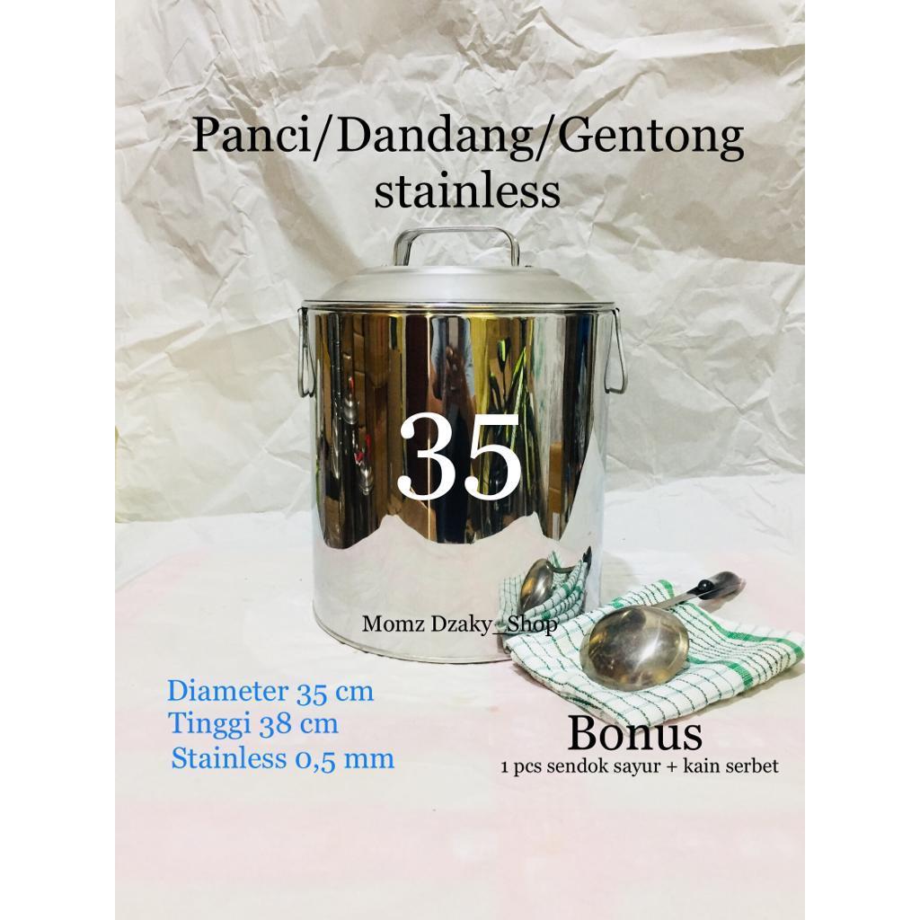 Panci Stainles 35 cm Dandang Bakso Mie ayam Bubur Panci Rebus oblong tong air dandang nasi Stainles 