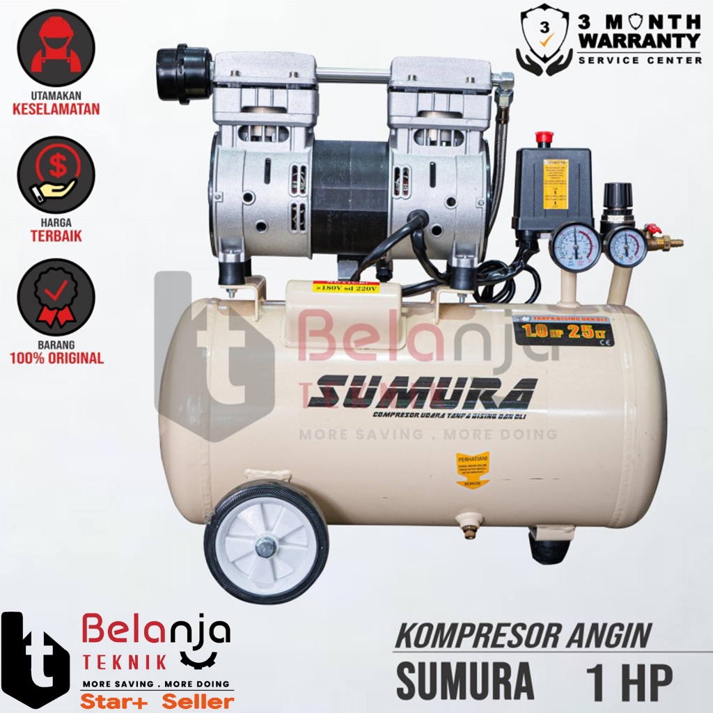 Sumura 1 HP Oilless AIR COMPRESSOR 25 Liter KOMPRESOR ANGIN OFS 750