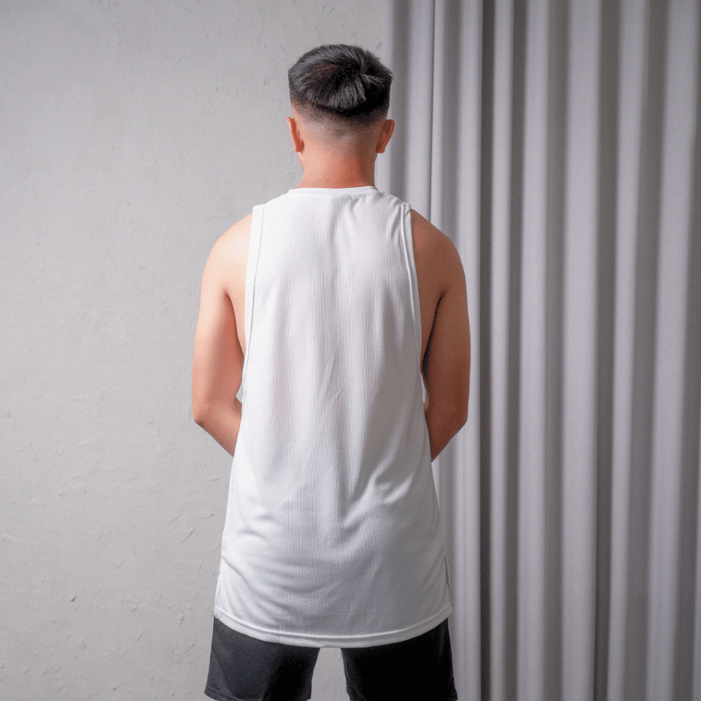 DONSON Sportswear Simple Low Cut Singlet Dalaman Tanktop Olahraga Kasual Sport Extra Fine Polyester White