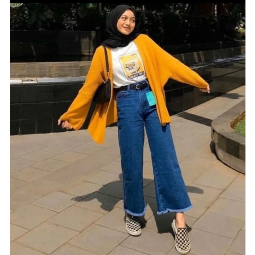 Kulot rawis wanita viral Ootd hijab viral fashion kekinian celana jeans wanita hits COD