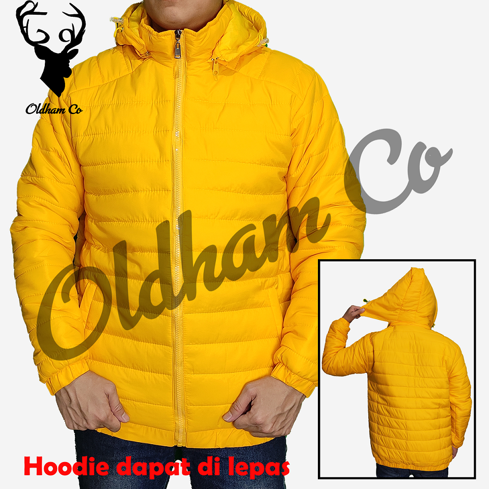 JAKET PUFFER PRIA KUNING HOODIE LEPAS SIZE M L XL XXL  - JAKET HIKING - JAKET WINDPROOF TEBAL - JAKET GUNUNG WINDBREAKER TEBAL - JAKET WINTER TEBAL - JAKET WINTER