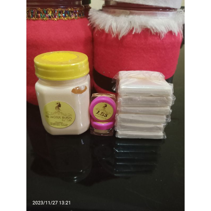 paket komplit 1 btl hb nona budo+2 pot sunblock+6pcs sabun sucol