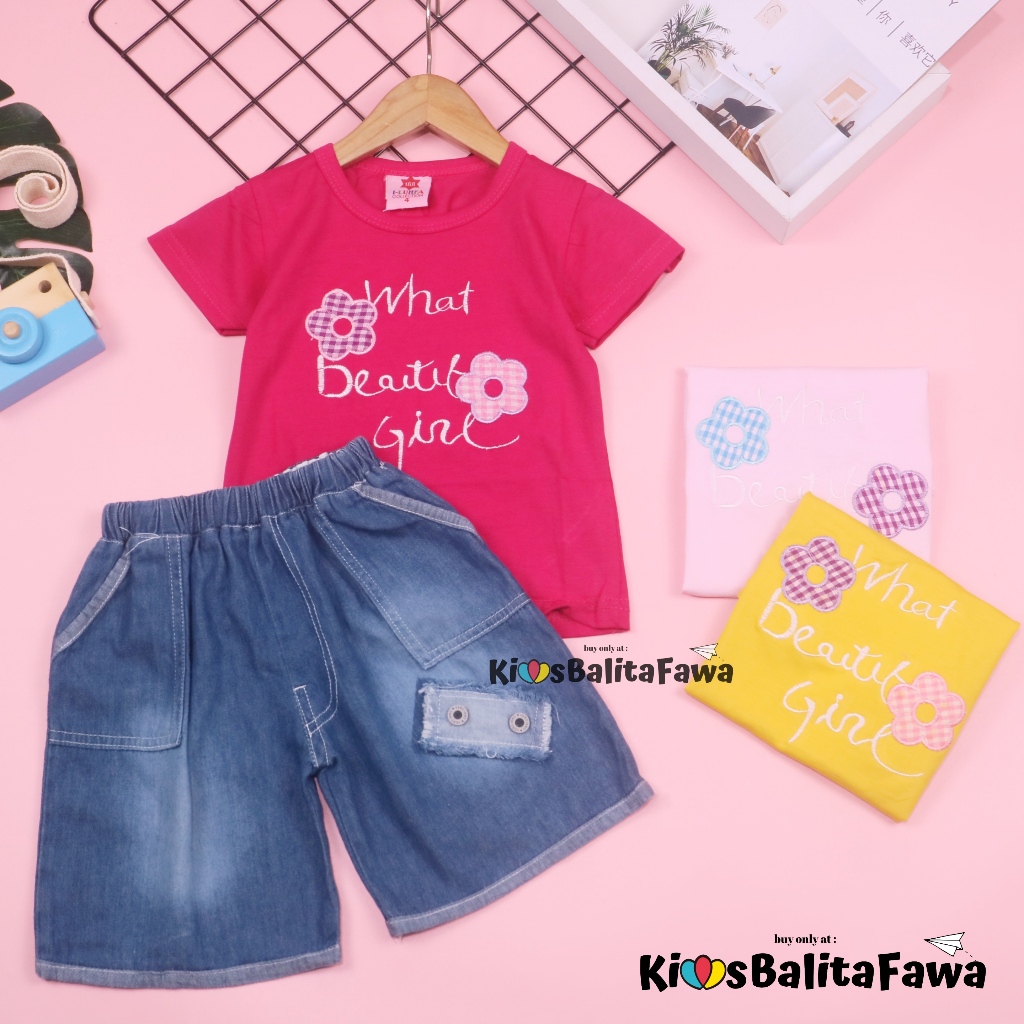 Setelan Yura Uk 1-4 Tahun / Setelan Anak Perempuan Set Kaos Denim Jeans Rok Celana Bayi 6-18 Bulan 6