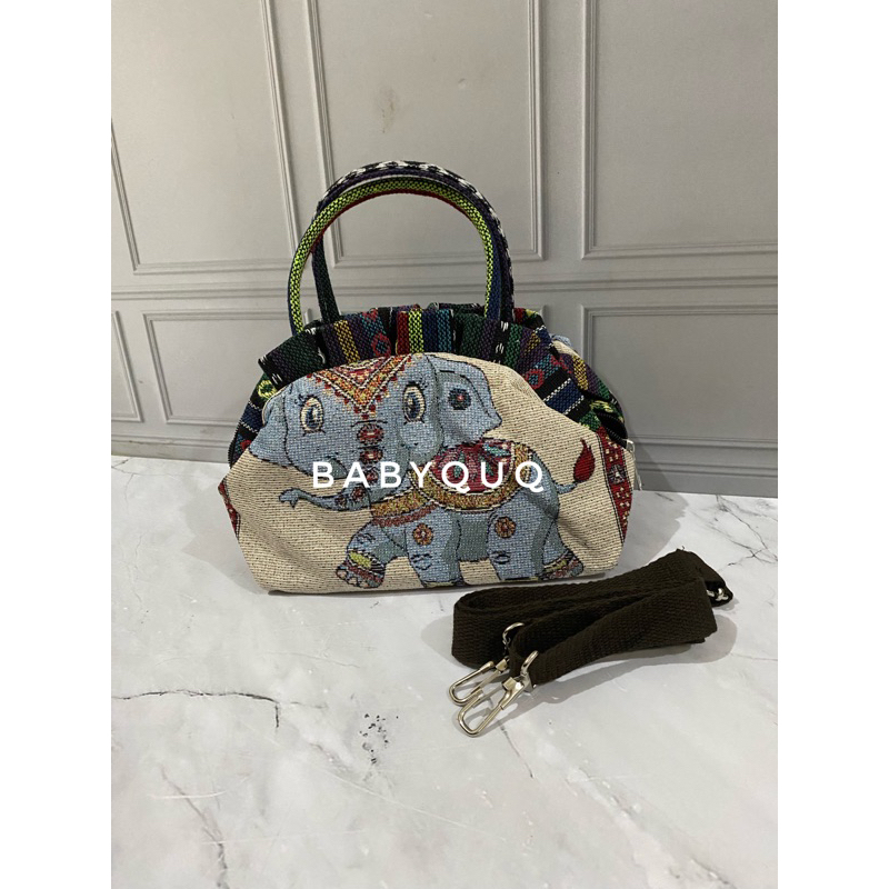 TAS SELEMPANG DAN JINJING KANVAS IMPORT THAILAND - TAS BANGKOK - oleh oleh thailand