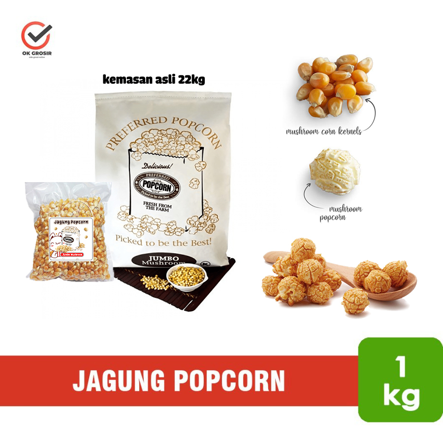 

Jagung Popcorn Jumbo Mushroom USA / Biji Jagung Popcorn (1 Kg)