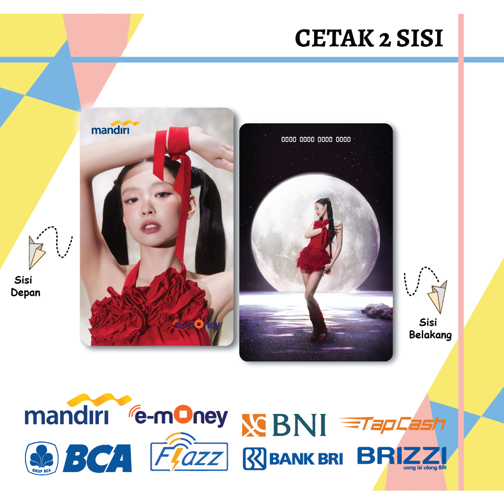 KARTU EMONEY KPOP JENNIE BLACKPINK YOU & ME MANDIRI FLAZZ BCA GEN 2 BNI TAPCASH BRIZZI BRI - 2 SISI