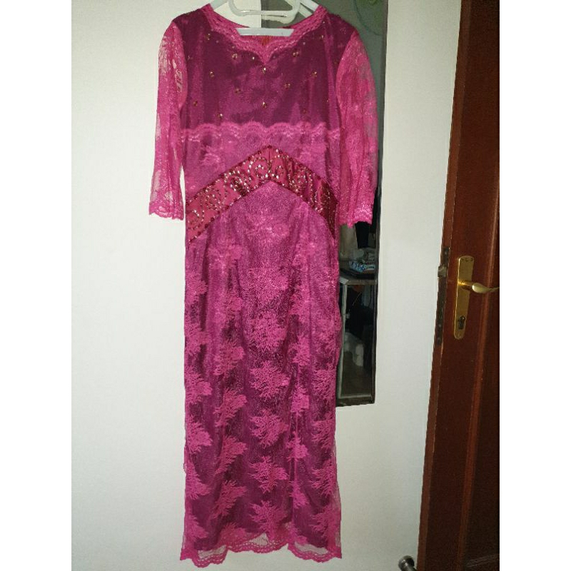 SALE DRESS PESTA PL BRUKAT, DRESS PINK