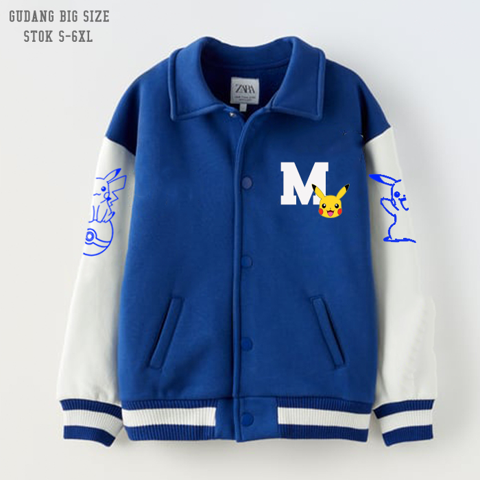 JAKET BOMBER BASEBALL POKEMON OVERSIZE S-6XL.JAKET BOMBER BASEBALL