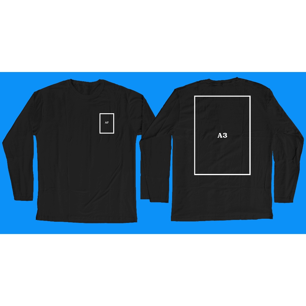 Kaos Sablon Custom Nama Logo Satuan Desain Sendiri LENGAN PANJANG Combed 30s
