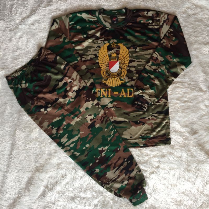 Setelan kaos tentara anak lengan panjang loreng kasad terbaru - setelan anak laki laki atau perempua