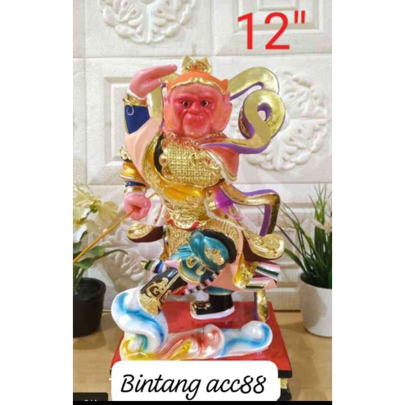 patung dewa kera sakti/sun go kong- 12inch-kayu-s